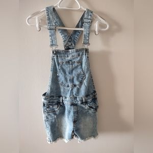 Women's Distressed Jean Short Overalls, size XS